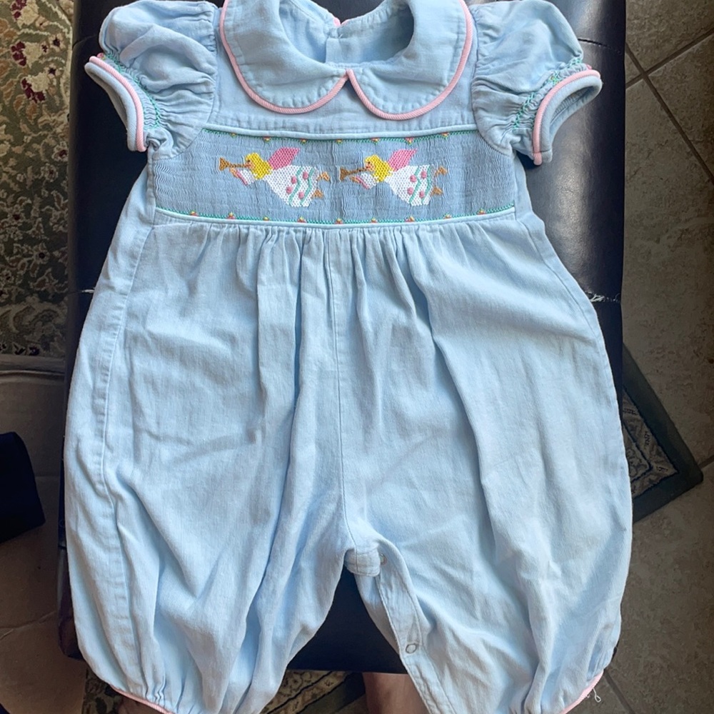 Smocked angel romper
